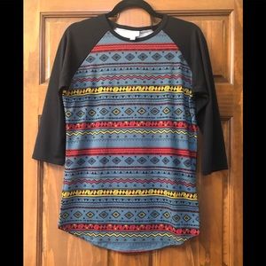 NEW LuLaRoe Randy shirt- Black Sleeves & Blue